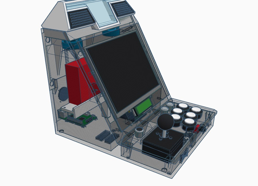 Mini-arcadekast Raspberry Pi technische tekening